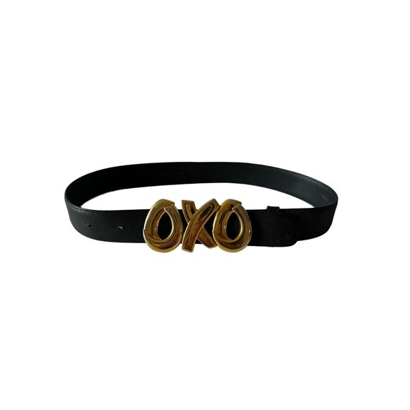 PALOMA PICASSO Vintage Black Leather OXO Belt Size Small - Picture 3 of 8